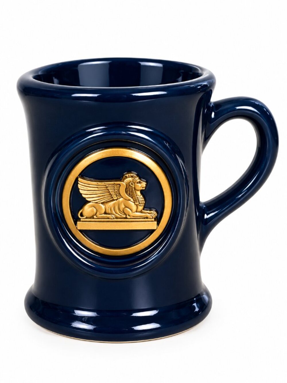 Vintage Jostens Lindor Navy Ceramic Coffee Mug Gold Winged Griffin Emblem USA